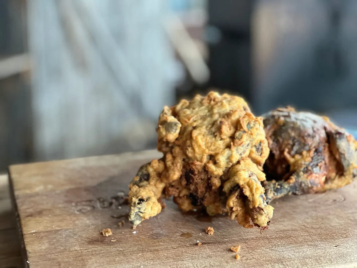 A close up of some food on top of a wooden table